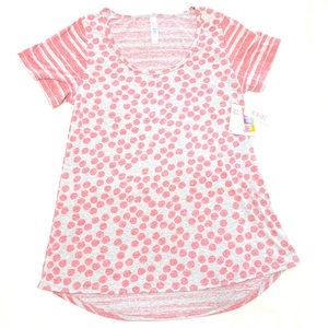 LuLaRoe | Grey Red Stripe Dot Classic T | NWT | S